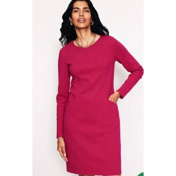 Boden Women Ellen Ottoman Shift Dress Pink W/Pockets barbiecore retro work wear - Picture 2 of 7